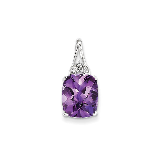 Sterling Silver with Amethyst and White Topaz Rectangular Pendant