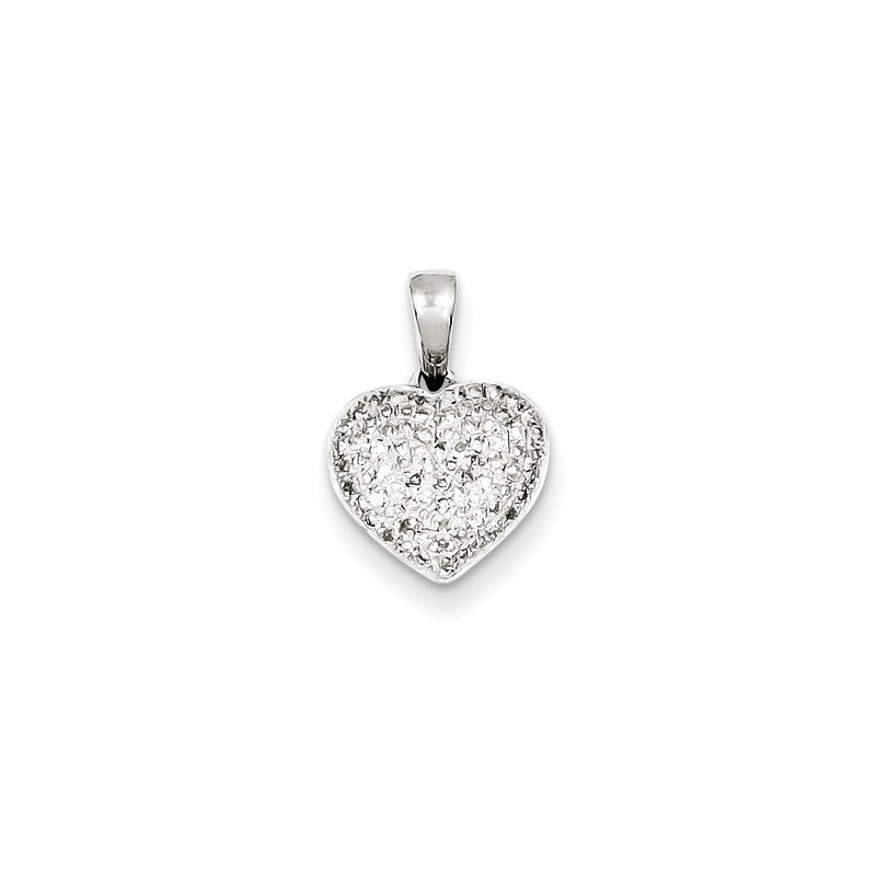 Sterling Silver Rhodium Plated Diamond Heart Pendant