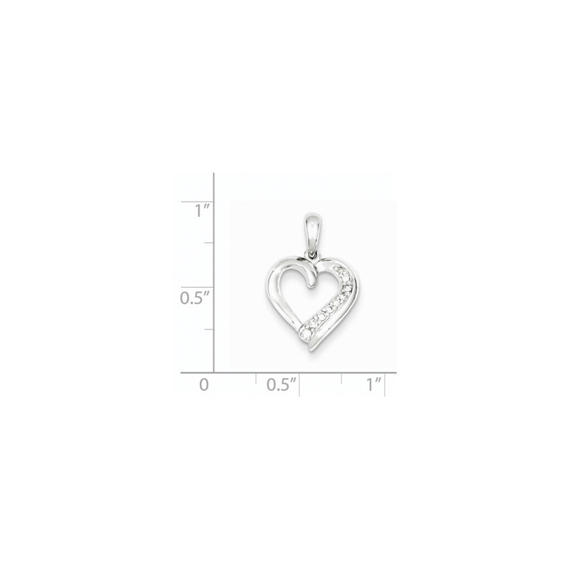 Sterling Silver Rhodium Plated Diamond Heart Pendant