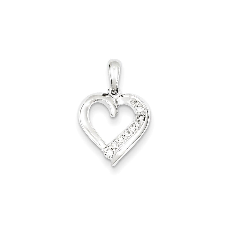Sterling Silver Rhodium Plated Diamond Heart Pendant