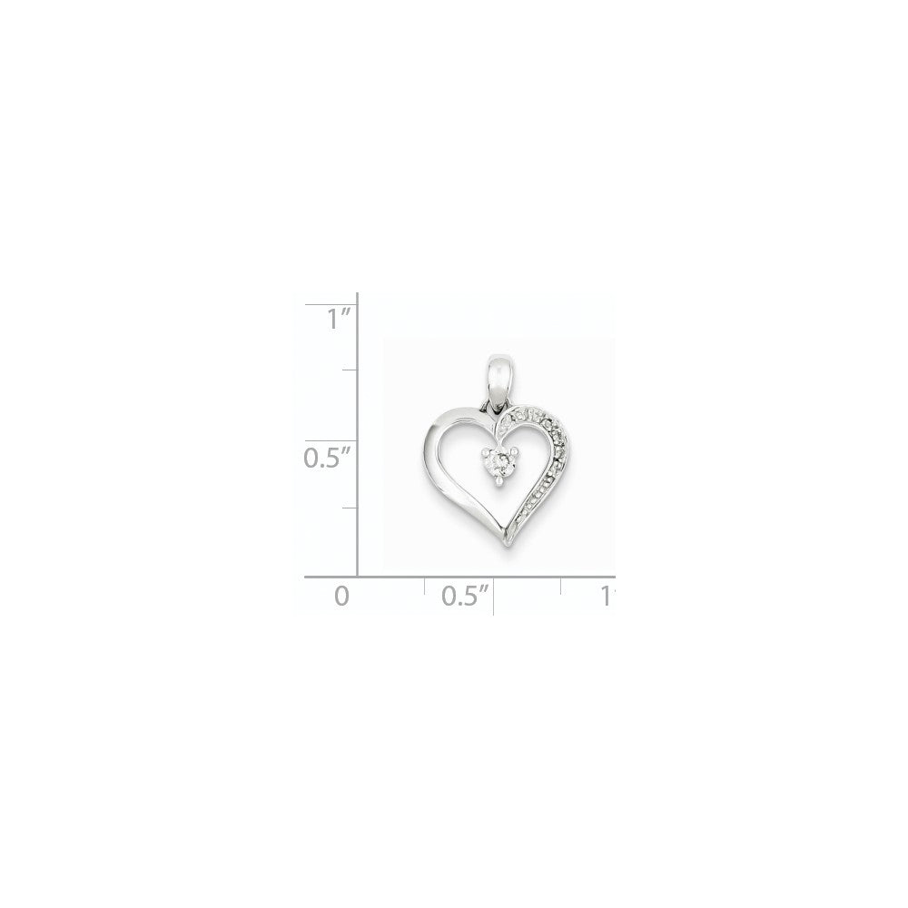 Sterling Silver & Diamond Heart Pendant