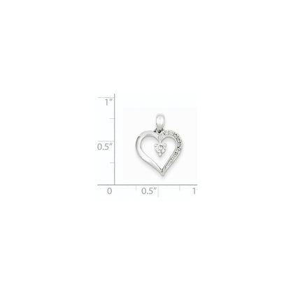 Sterling Silver & Diamond Heart Pendant