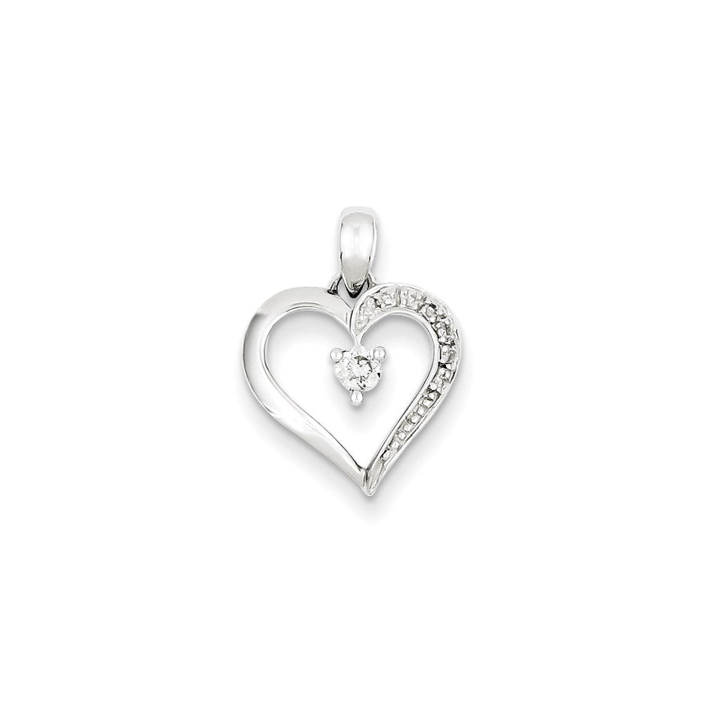 Sterling Silver & Diamond Heart Pendant