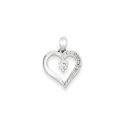Sterling Silver & Diamond Heart Pendant