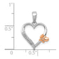Sterling Silver Rhod-Plated w/14k Rose Gold Butterfly Diamond Heart Pendant