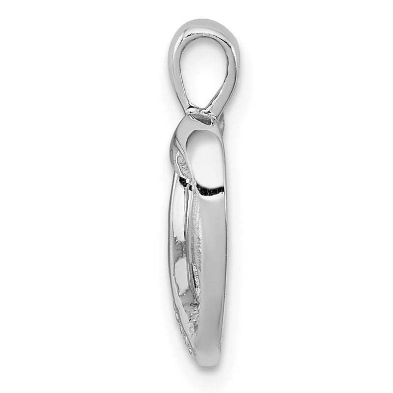 Sterling Silver Rhodium Plated Diamond Heart Pendant