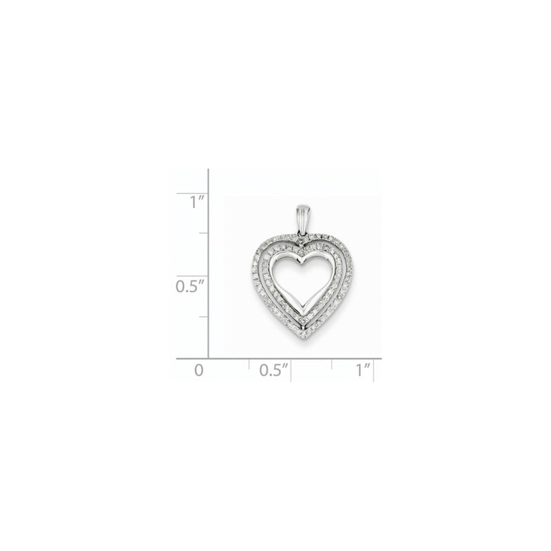 Sterling Silver Rhodium Plated Diamond Heart Pendant