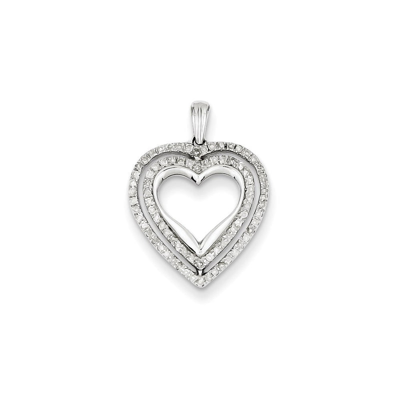 Sterling Silver Rhodium Plated Diamond Heart Pendant
