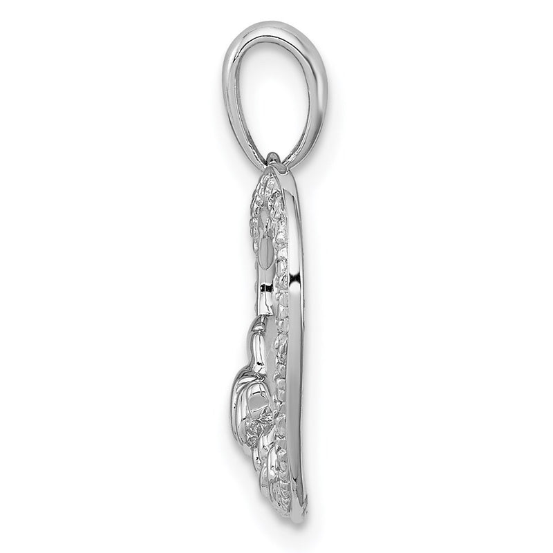 Sterling Silver Rhodium Plated Diamond Heart Pendant