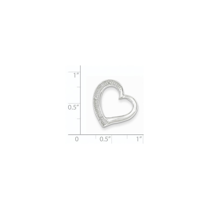 Sterling Silver Rhodium Plated Diamond Heart Pendant Slide