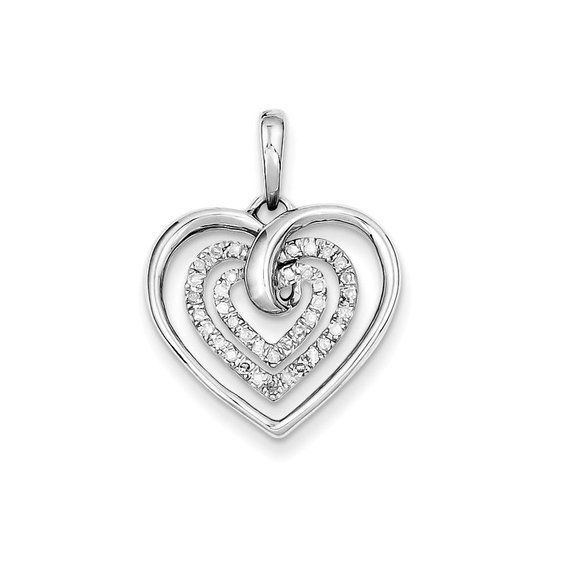 Sterling Silver Rhodium Plated Diamond Heart Pendant