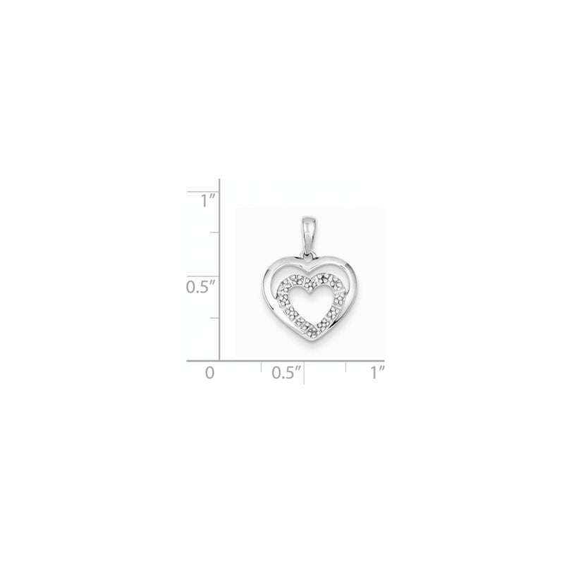 Sterling Silver Rhodium Plated Diamond Double Heart Pendant