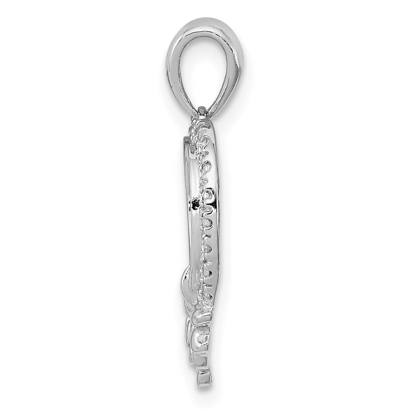 Sterling Silver Rhodium Plated Diamond Heart Pendant25