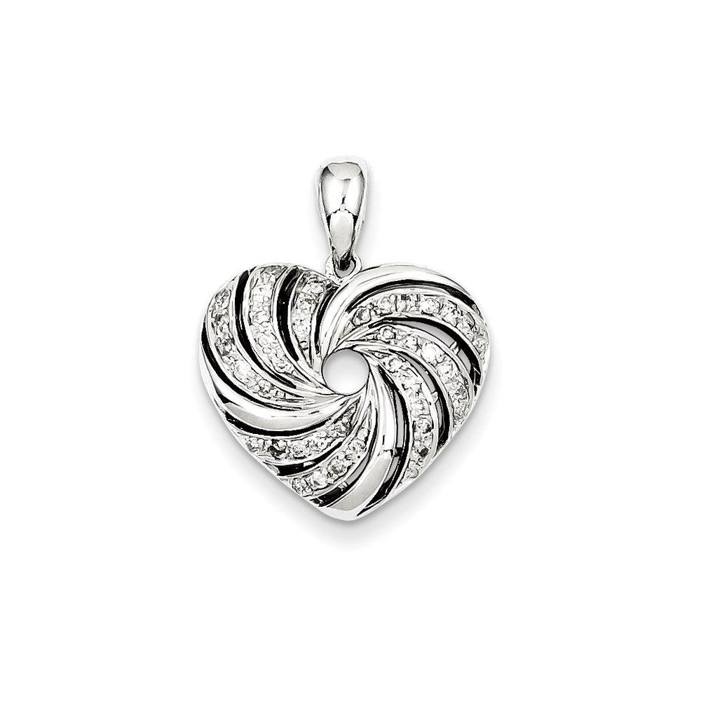 Sterling Silver & Diamond Heart Pendant