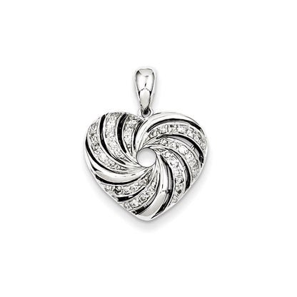 Sterling Silver & Diamond Heart Pendant
