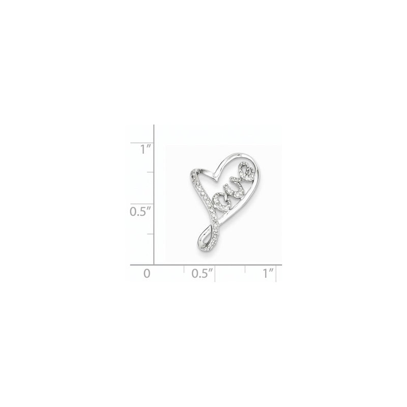 Sterling Silver Rhodium Plated Diamond Heart Love Pendant