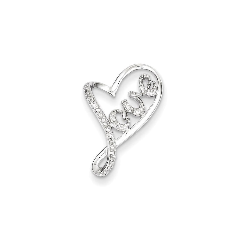 Sterling Silver Rhodium Plated Diamond Heart Love Pendant