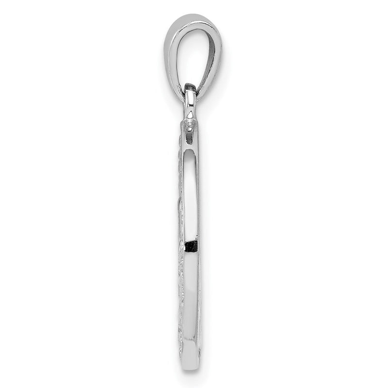 Sterling Silver Rhodium Plated Diamond Love Circle Pendant