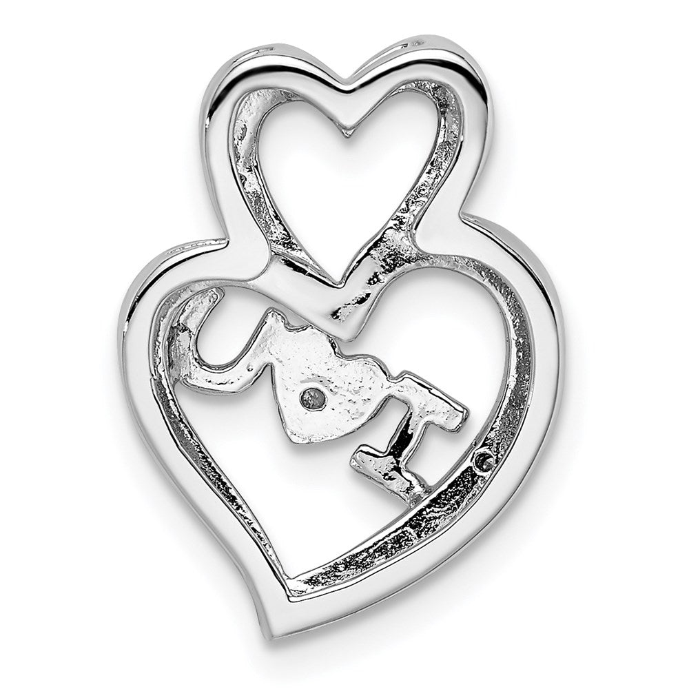 Sterling Silver Rhodium Diamonds Rose Gold Plated I HEART U Pendant