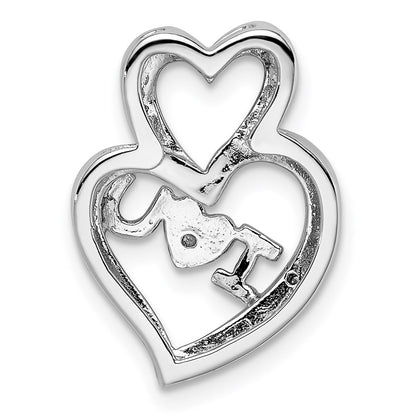 Sterling Silver Rhodium Diamonds Rose Gold Plated I HEART U Pendant