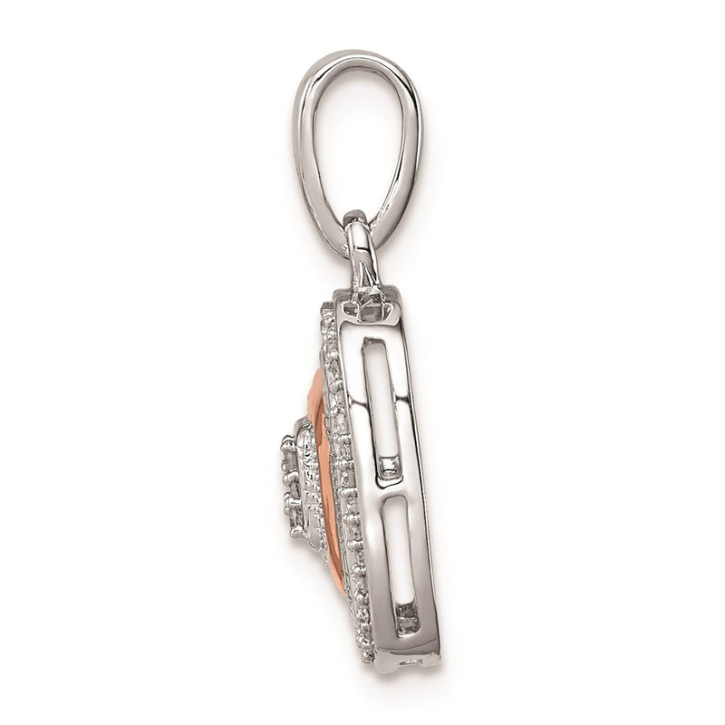 Sterling Silver Rhodium & 14K Rose Gold Pendant