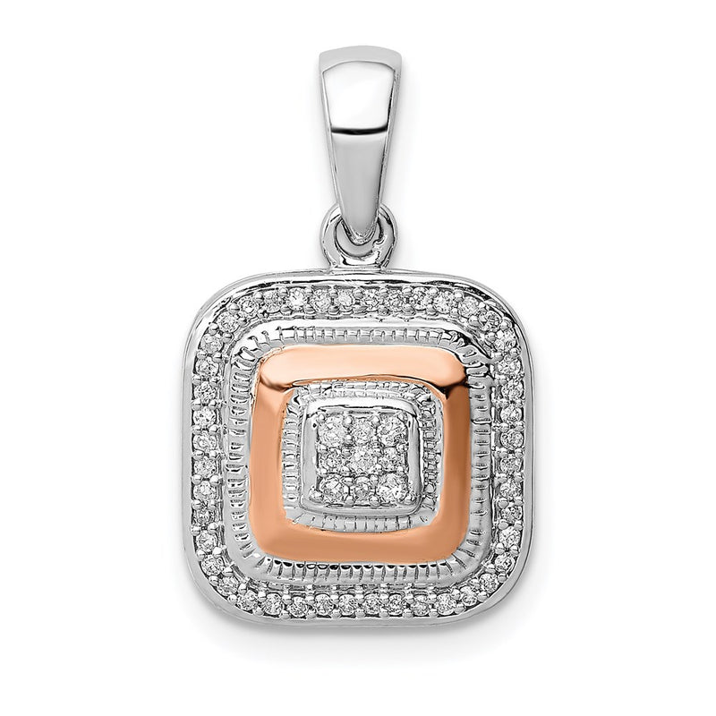 Sterling Silver Rhodium & 14K Rose Gold Pendant