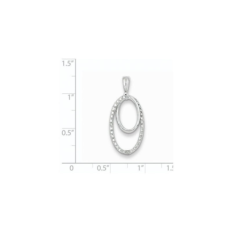 Sterling Silver Rhodium Plated Diamond Oval Pendant