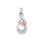 Sterling Silver Rhodium Plated 14k Rose Gold Butterfly Diamond Pendant