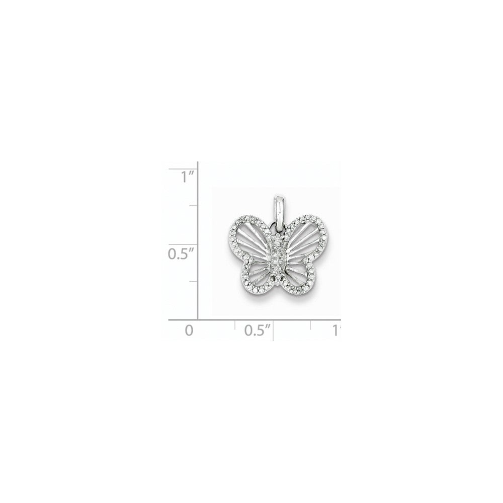 Sterling Silver 0.19ct Diamond Butterfly Pendant