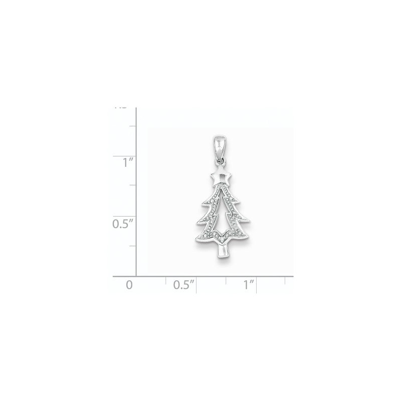 Sterling Silver Rhodium Plated Diamond Christmas Tree Pendant