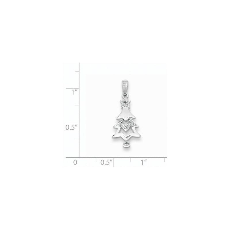 Sterling Silver Rhodium Plated Diamond Christmas Tree Pendant