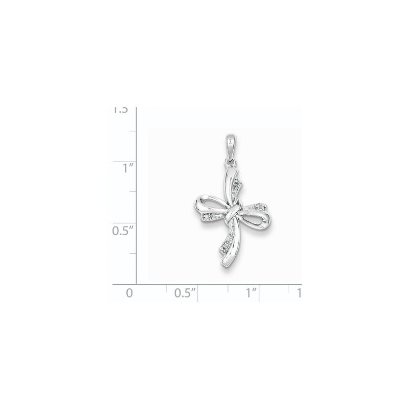Sterling Silver Rhodium Plated Diamond Cross Pendant