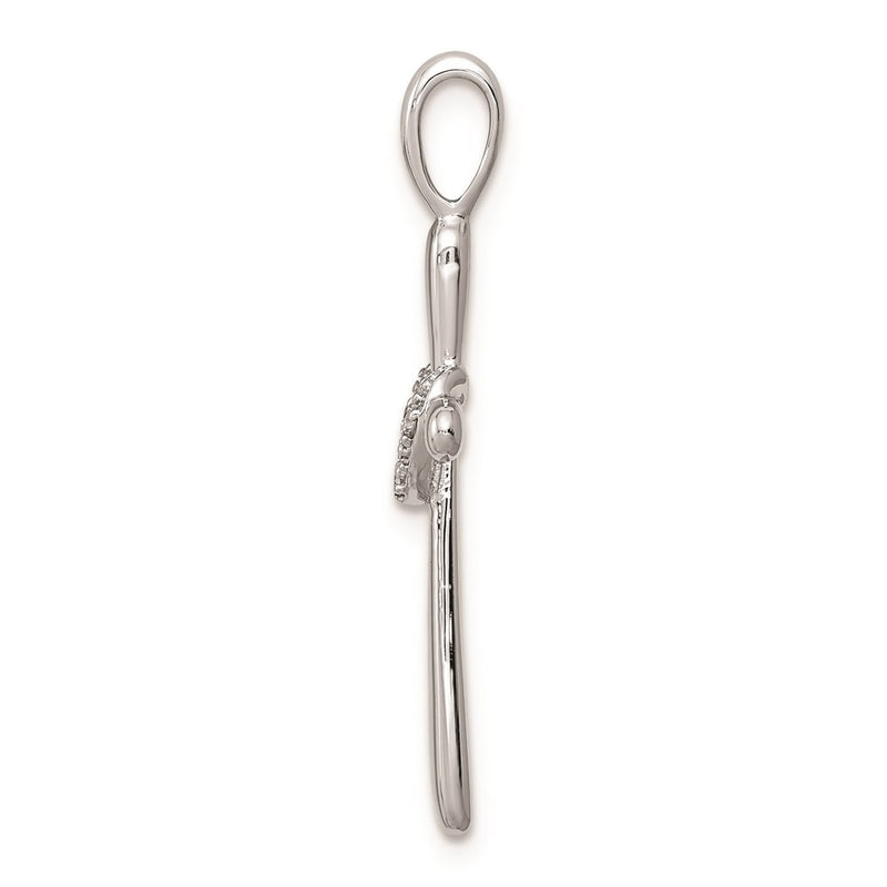 Sterling Silver Rhodium & Diamond Cross with Heart Pendant