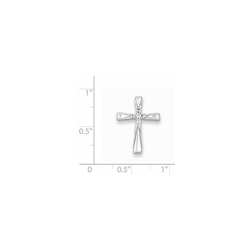 Sterling Silver & Diamond Rhodium-plated Cross Pendant Slide