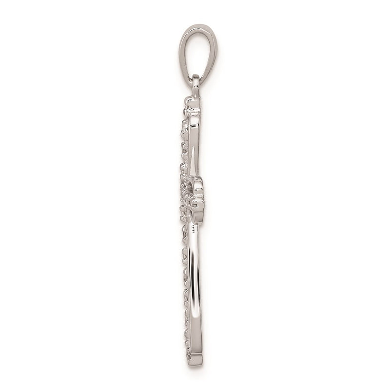 Sterling Silver Rhodium Plated Diamond Cross Pendant