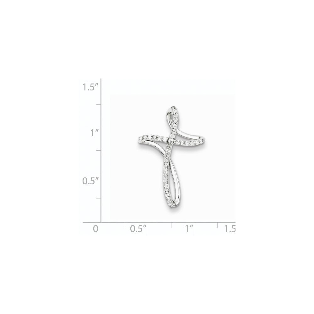 Sterling Silver & Diamond Cross Pendant Slide