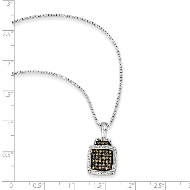 Sterling Silver Champagne Diamond Square Pendant