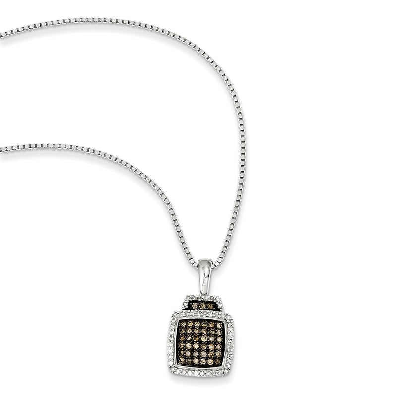 Sterling Silver Champagne Diamond Square Pendant