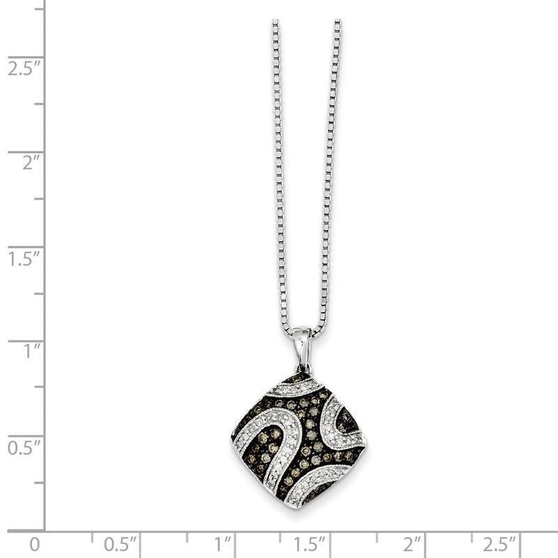 Sterling Silver Champagne Diamond Square Pendant