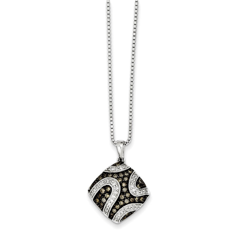 Sterling Silver Champagne Diamond Square Pendant