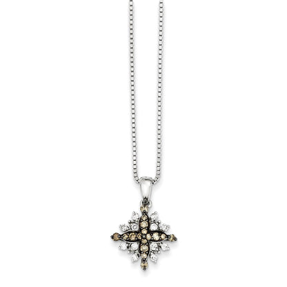 Sterling Silver White & Champagne Diamond Pendant