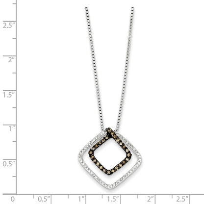 Sterling Silver Champagne Diamond & Diamond Shape Pendant