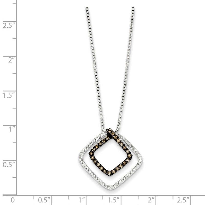 Sterling Silver Champagne Diamond & Diamond Shape Pendant
