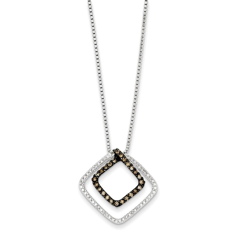 Sterling Silver Champagne Diamond & Diamond Shape Pendant