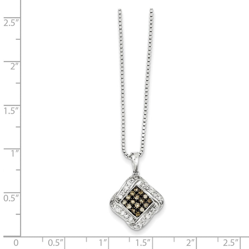 Sterling Silver Champagne Diamond & Diamond Shape Pendant