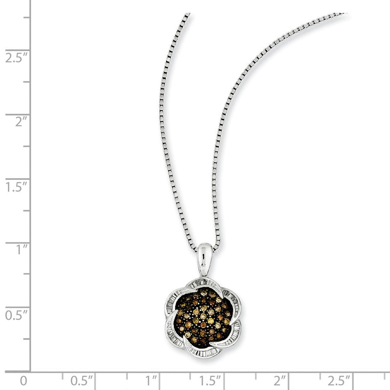 Sterling Silver Champagne Diamond Flower Pendant