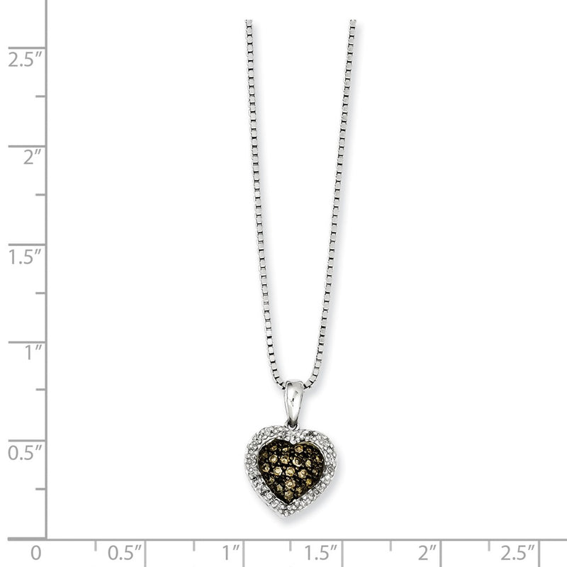 Sterling Silver Champagne Diamond Small Heart Pendant