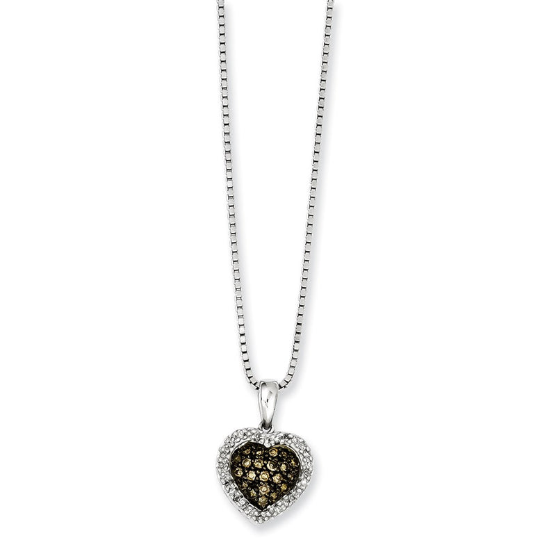 Sterling Silver Champagne Diamond Small Heart Pendant