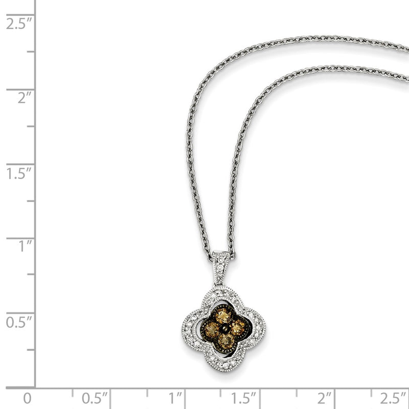 Sterling Silver Champagne Diamond Square Pendant