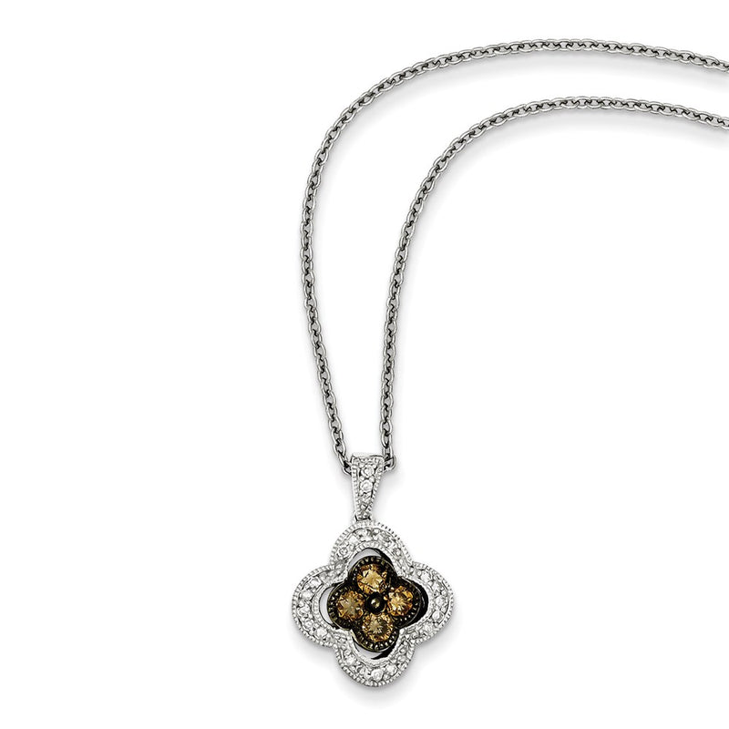 Sterling Silver Champagne Diamond Square Pendant